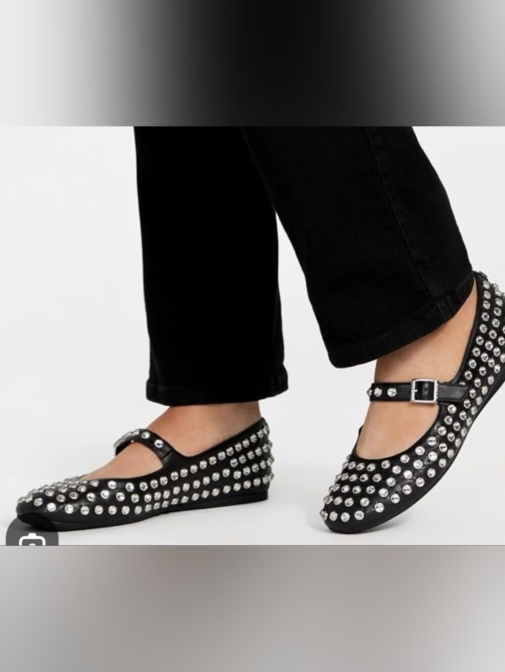 Women's Issa Rhinestone Mary Jane Ballet Flats Black - A New Day Size 8 New